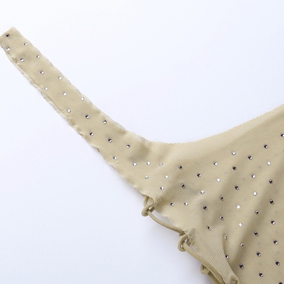 Canary Islands Beach Sparkle Rhinestone Getaway Mini Nude Bikini Coverup - Picture 7 of 11